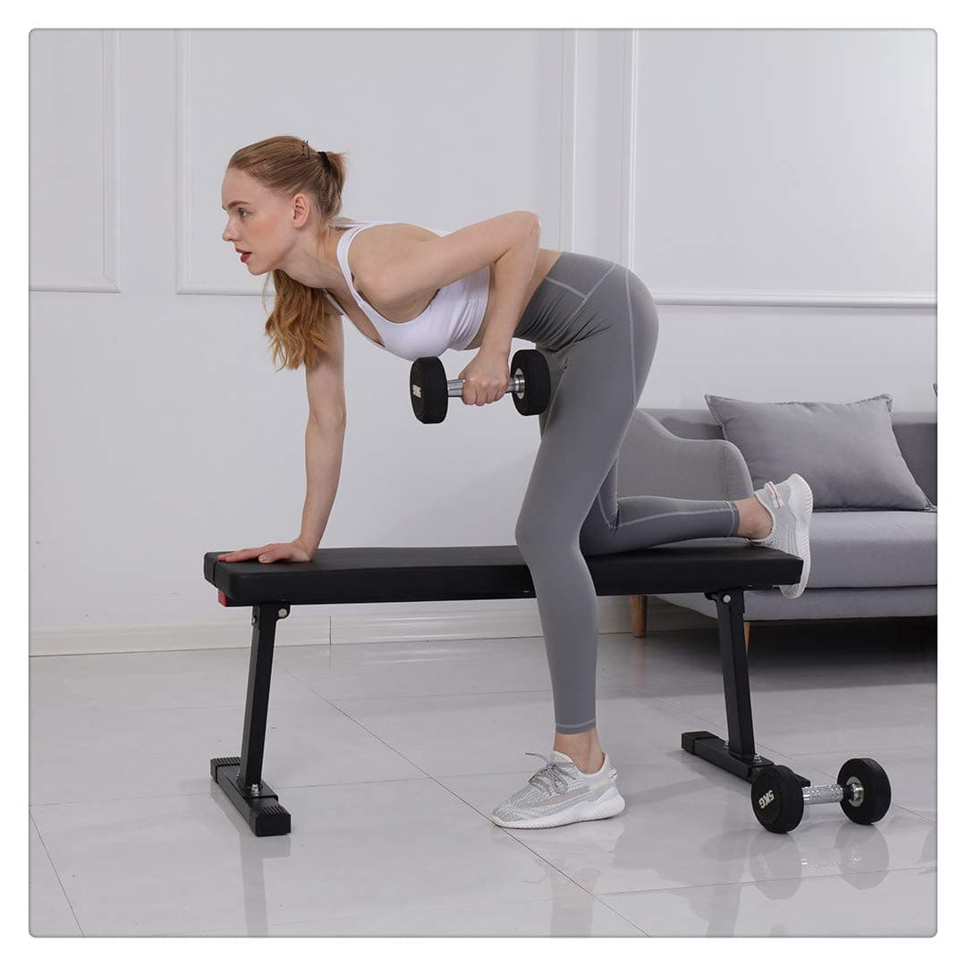 MIARHB Foldable Exercise Bench, 41'' Flat Bench Workout Utility Bench Capacity Sit Up Bench Weight Training and Abdominal Training Folding Bench for Home …