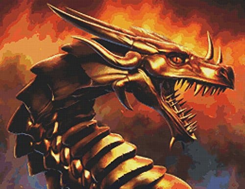 Epic Dragon Cross Stitch Pattern (Not a Kit) Stitching Tips/Fabric Planning Guide Included.