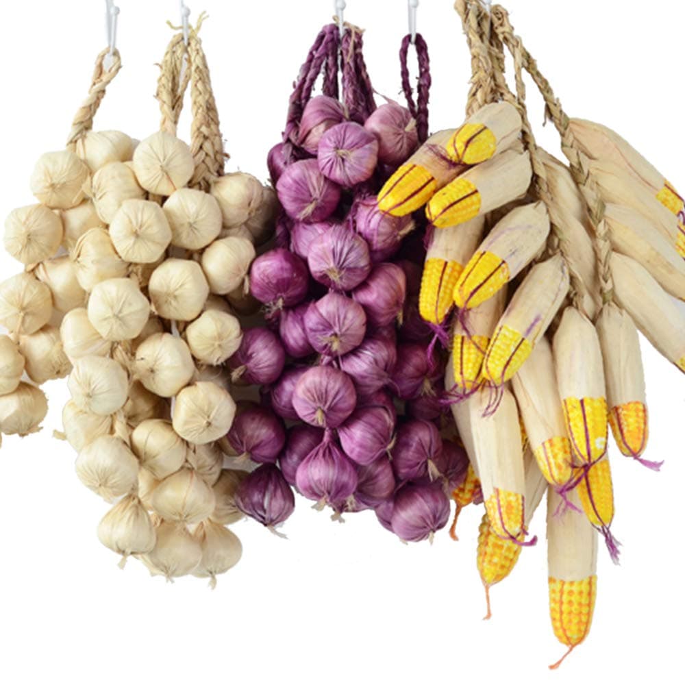Swovo Artificial Onion String Fake Vegetable Strings Artificial Corn Strings Hanging for Home Kitchen Decor Kids Toy