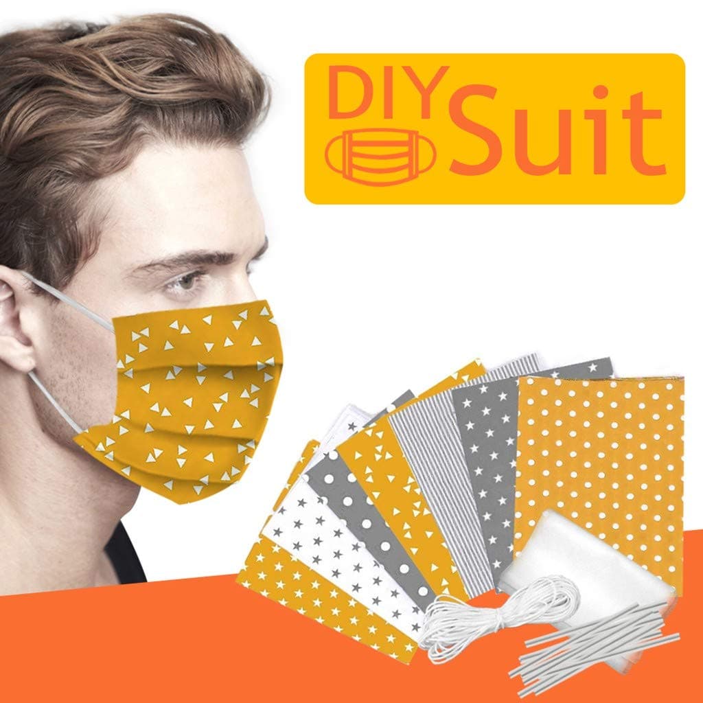 Cotton Craft Fabric Bundle Patchwork Squares Quilting Sewing Patchwork Different Pattern Cloths DIY Scrapbooking Artcraft,7 Pieces/Pack w/10 x Face Cover Metal Wire (7PC-A)