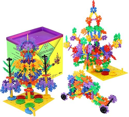 CoolFlakes Creative and Educational Interlocking Flakes With Included Building Base and Gears (Deluxe Box – 568 pieces)