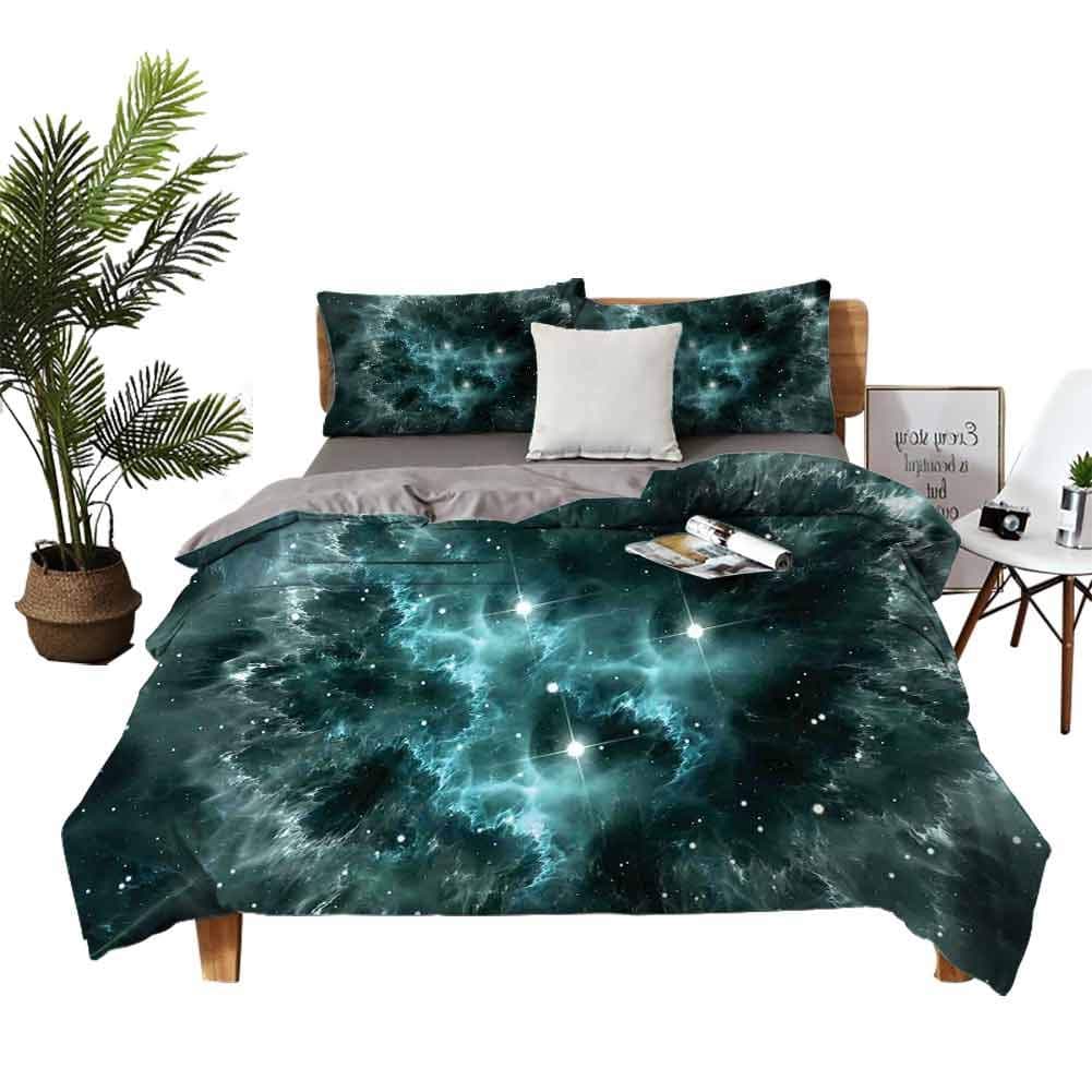 DRAGON VINES Sheets Outer Space Hotel Bed Sheets Queen Set Space Nebula in The Space with Crystal Star Cluster Galaxy Solar System Cosmos Print W78 xL78 Teal