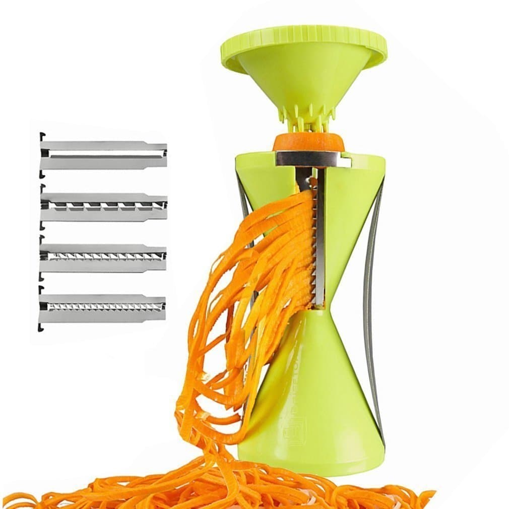Spiral vegetable slicing and shredding machine