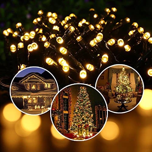 100 LEDS Battery String Lights Mini Light Set 34ft 8 Models Adjustable Waterproof Decorative LED Decoration Lights ( Warm White)