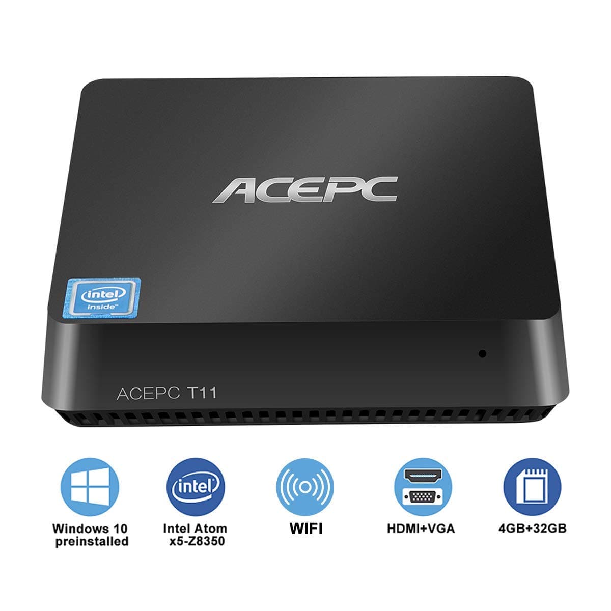 ACEPC Mini PC Windows 10 Intel Atom x5-Z8350 Processor 4GB Ram 32GB eMMC Support DIY SSD/HD Graphics 400/HDMI & VGA Dual Output/Dual Band Wi-Fi/Bluetooth 4.0/4K Micro Desktop Computer