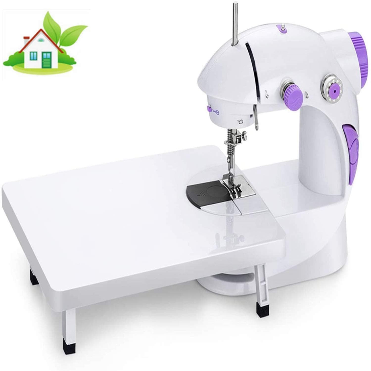 Mini Portable Sewing Machine with Extension Table,Adjustable Double Speed Crafting Mending Machine with Foot Pedal,for Household Kids Beginners (201)