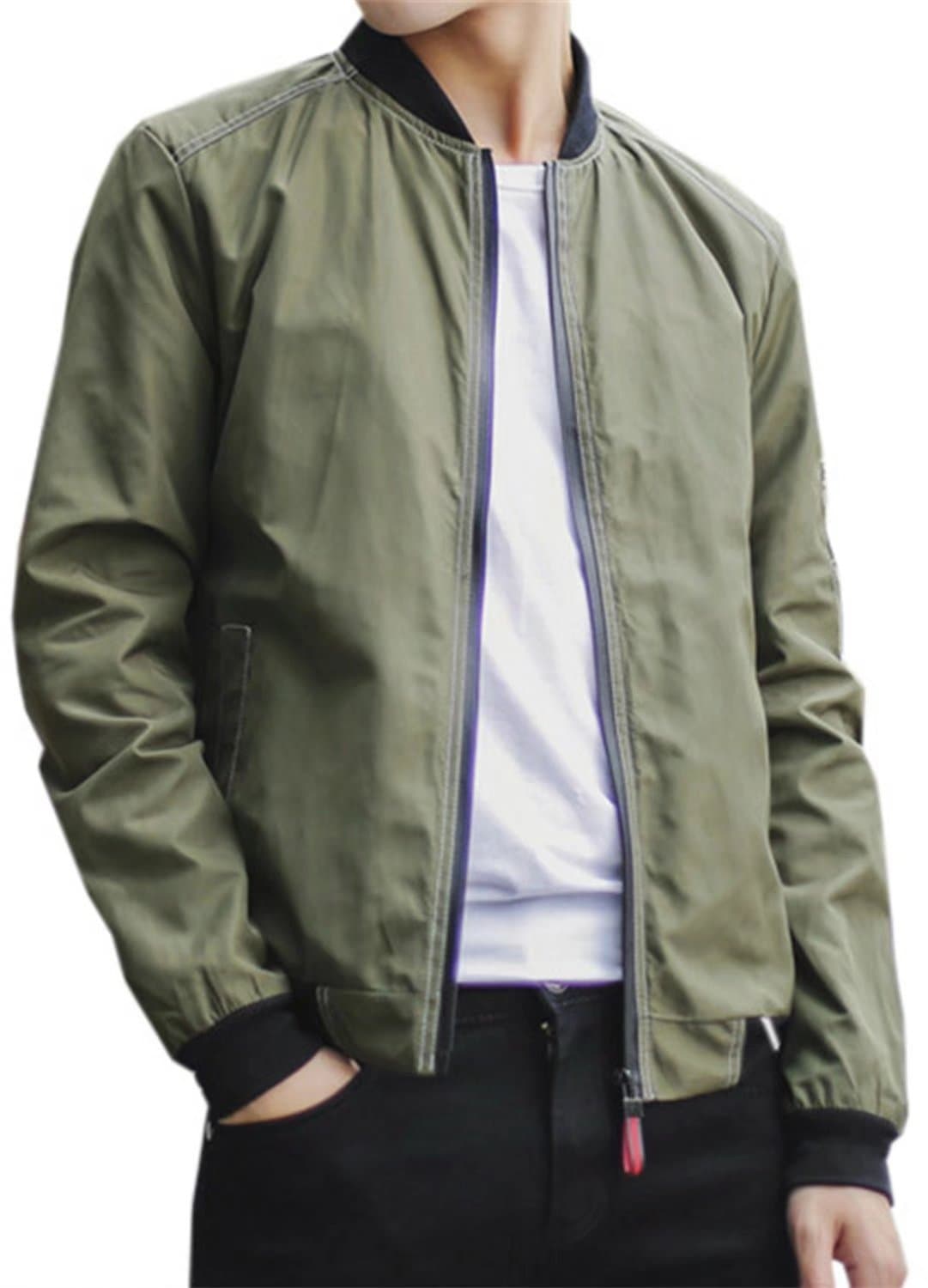 DigerLa Men's Stylish Solid Bomber Jacket