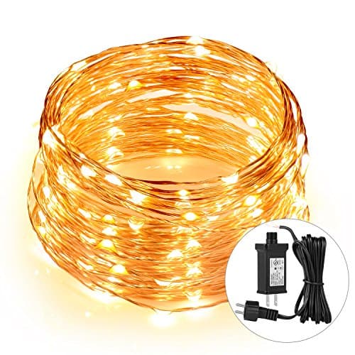 Boomile 39ft 120 LEDs String Lights Waterproof, Copper Wire String Lights with Adapter, UL Listed, Fairy Lights, Home Decorative Lights for Bedroom, Patio, Wedding, Party, Warm White