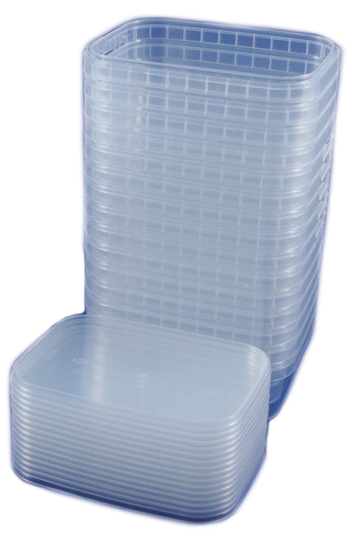 15 universal rectangular plastic containers with lids, industry standard, 280 ml