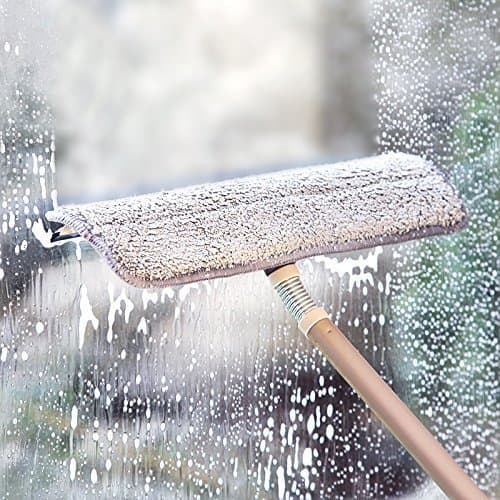 Elvoes Window Squeegee, Extendable Microfiber Sponge Window Squeegee Cleaner, Telescopic Window Wiper with Pole, Window Cleaning Tools for House/Car/Glass