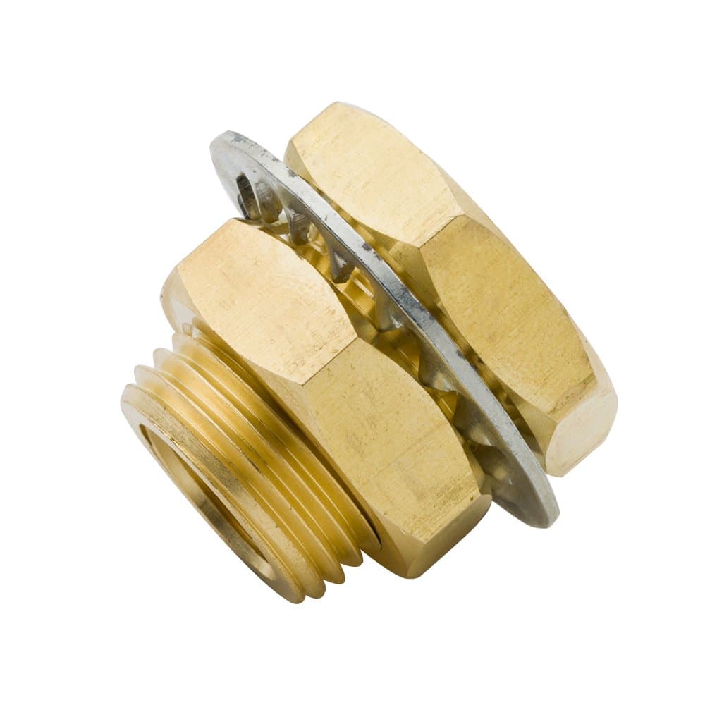 Legines Brass Pipe Fitting, Bulkhead Coupling, Bulkhead Tank Fitting, Frame Nipple, 1/4" NPT Female,（3/4-16UNF) 0.98" Male, 15/16" Length (5 pcs)