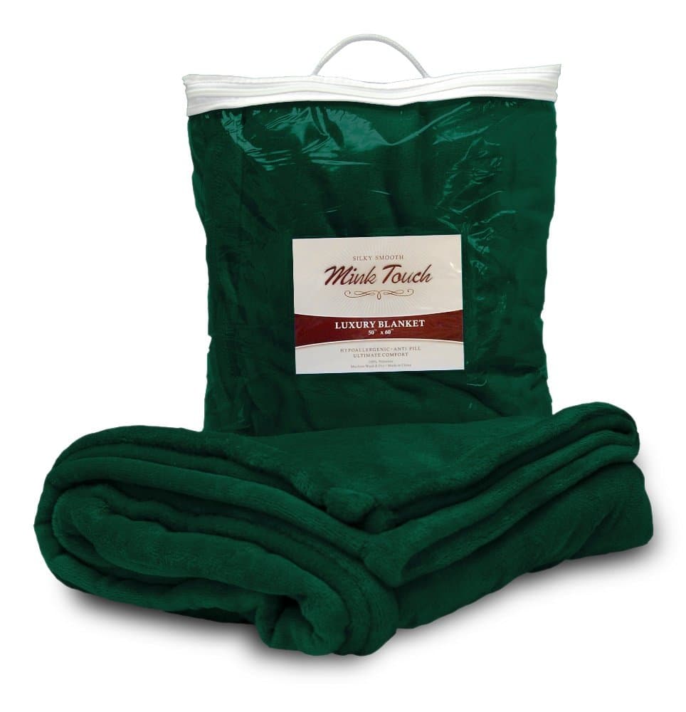 Cloud Mink Touch Throw Blanket (Forest Green)