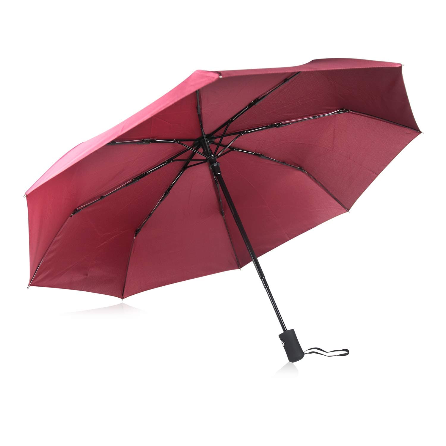 Automatic Open and Close Function, Strong Water Resistant and Windproof with Sunscreen Classic Folding Business Umbrella (Red)