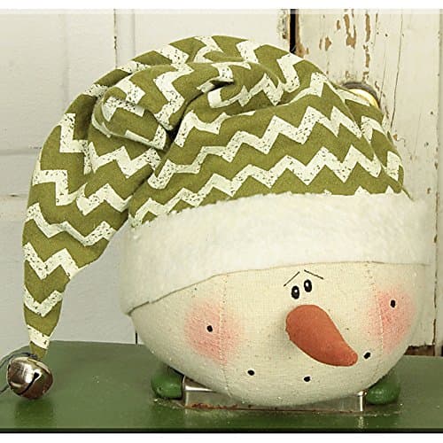 Large Whimsy Snowman with Green Stocking Hat Head