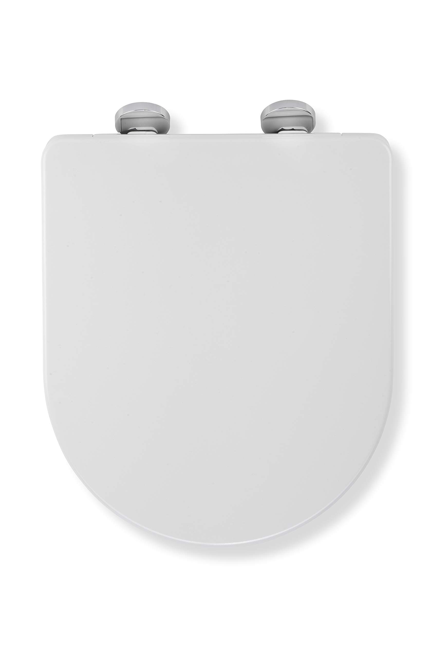 Croydex Flexi-Fix Eyre D-Shape Always Fits Never Slips Slow Close Toilet Seat, White, 42 x 35.5 x 5 cm
