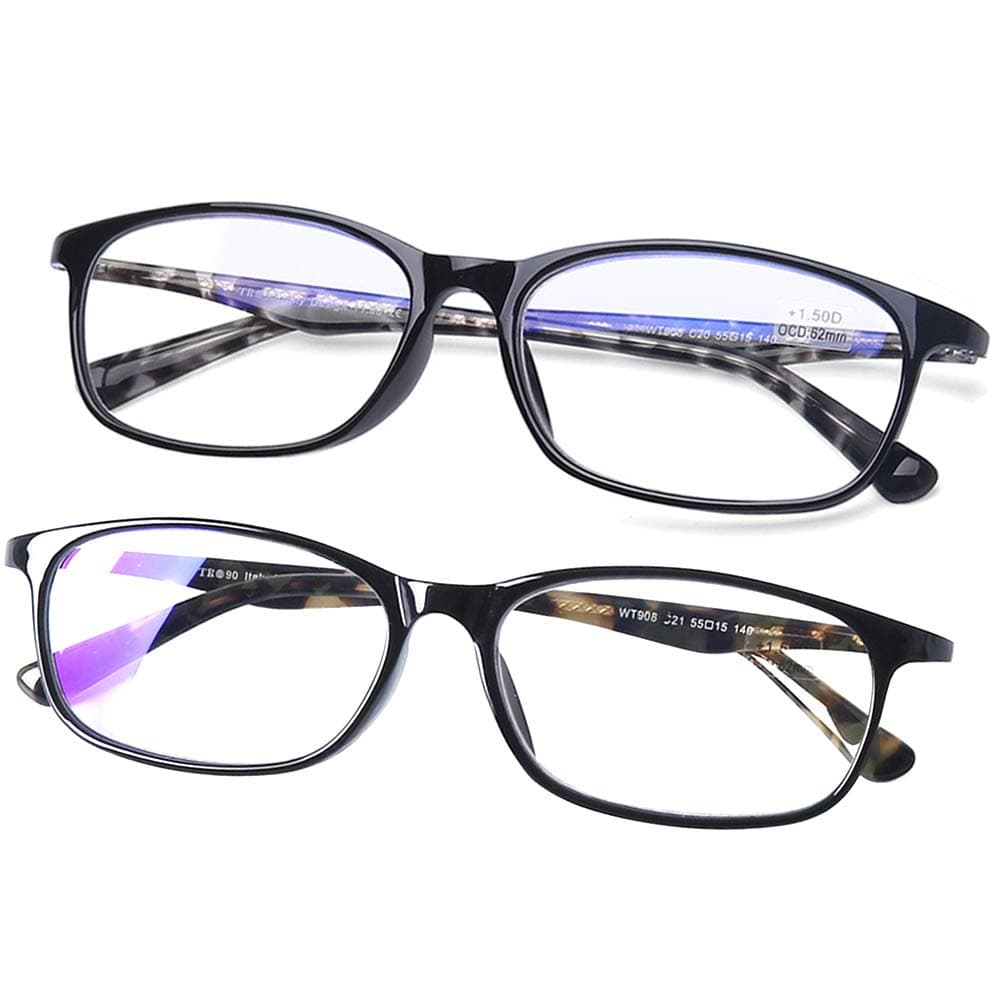 Computer Reading Glasses Blue Light Blocking Italy Design TR90 Pattern Frame Rectangular Readers for Men and Women