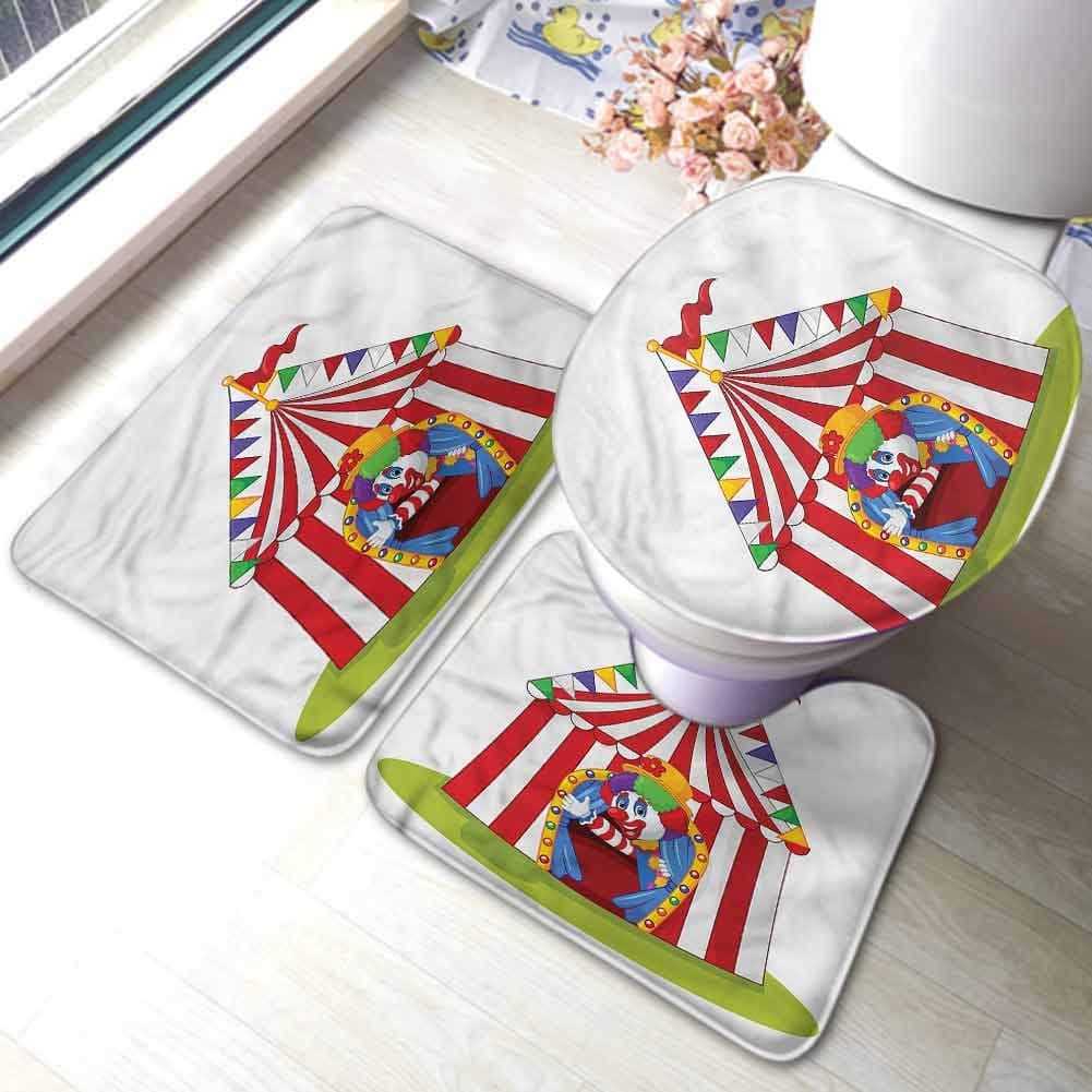 Circus Extra Soft Shower Bath Rugs Extra Soft Memory Foam Bath Mats Joker Clown Smiling in Tent Memory Foam Bath Mats