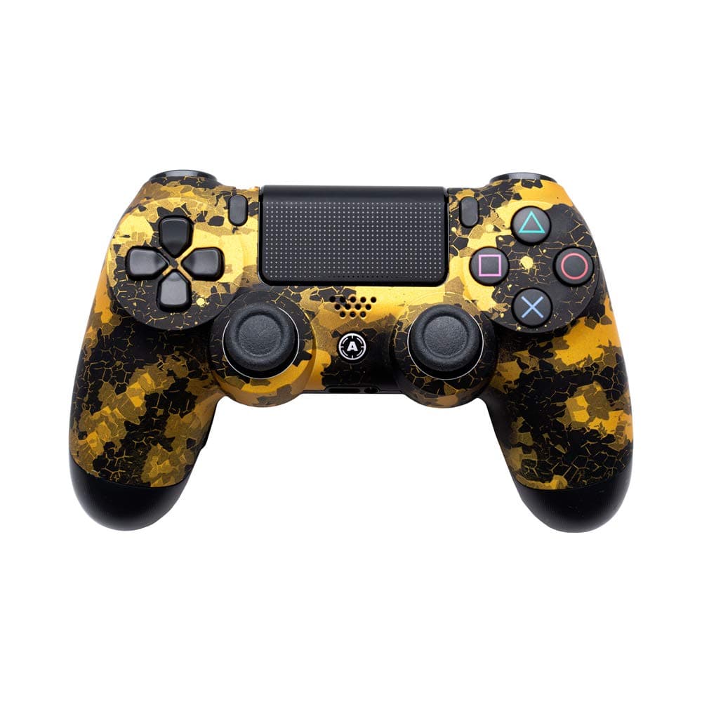 PS4 Slim Wireless Controller for Playstation 4 - Custom AimController DigiCamo Gold with 4 Paddles. Upper Left Square, Lower Left X, Upper Right Triangle, Lower Right O