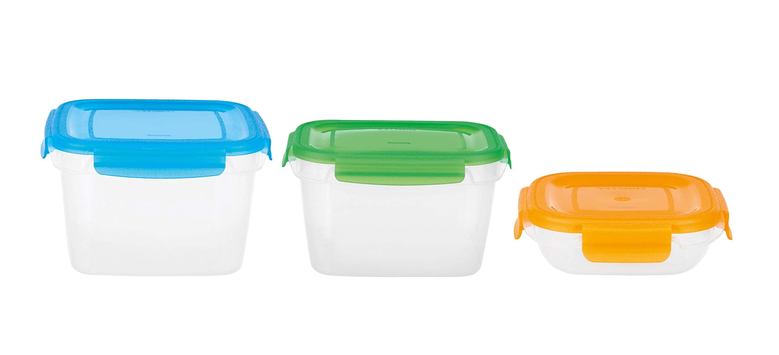 Thomas Fresh4 Storage Set Including 1.9L Rectangular, 0.5L Square and 2.9L Square Plastic Storage Containers