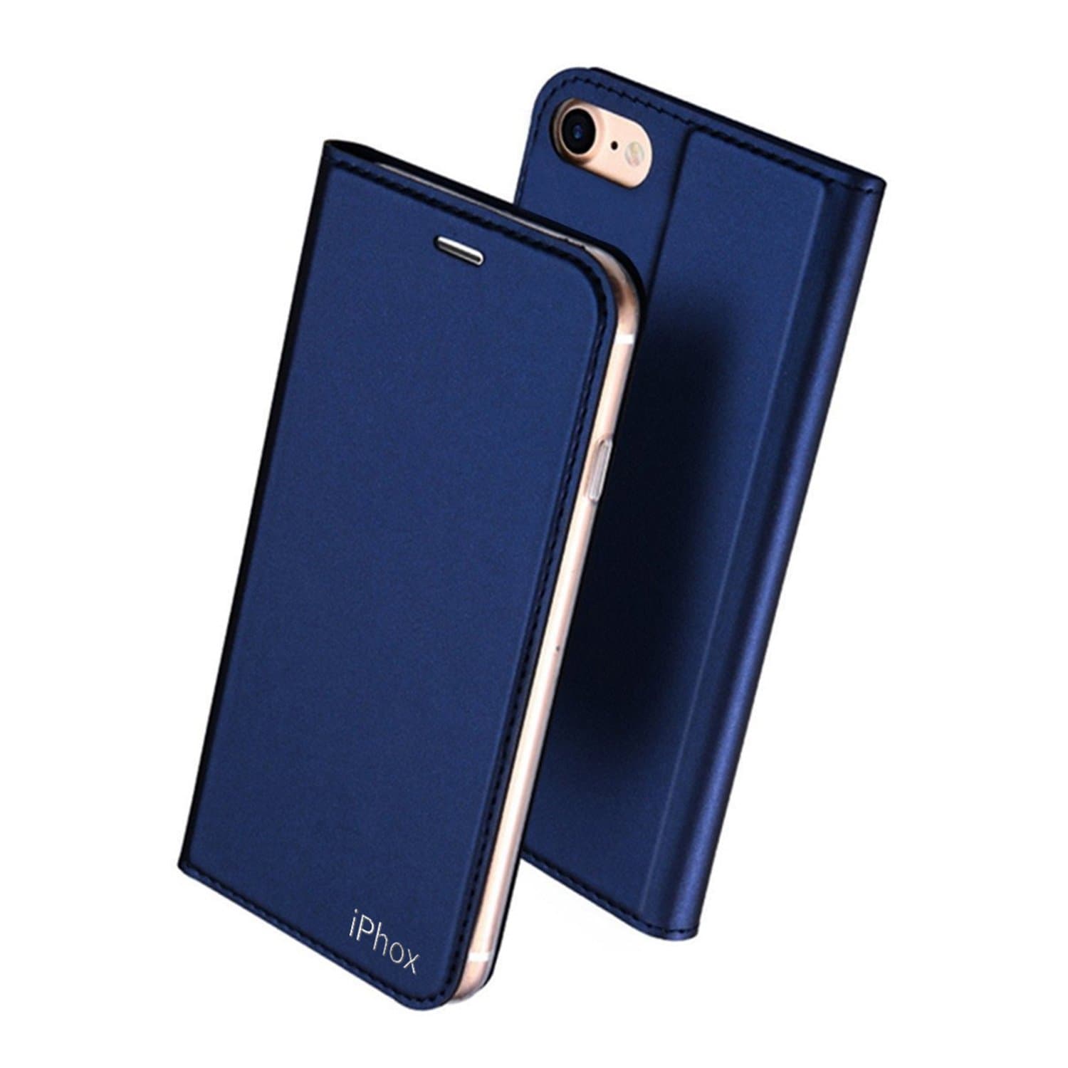 iPhone 6S Plus Case, IPHOX iPhone 6 Plus Flip Case, [Blue] 6S+ & 6+ Leather Case with [Cash & Card Slots] [Kickstand] [Magnetic Closure] Folio Flip Slim Cover Case for iPhone 6S Plus & 6 Plus, D