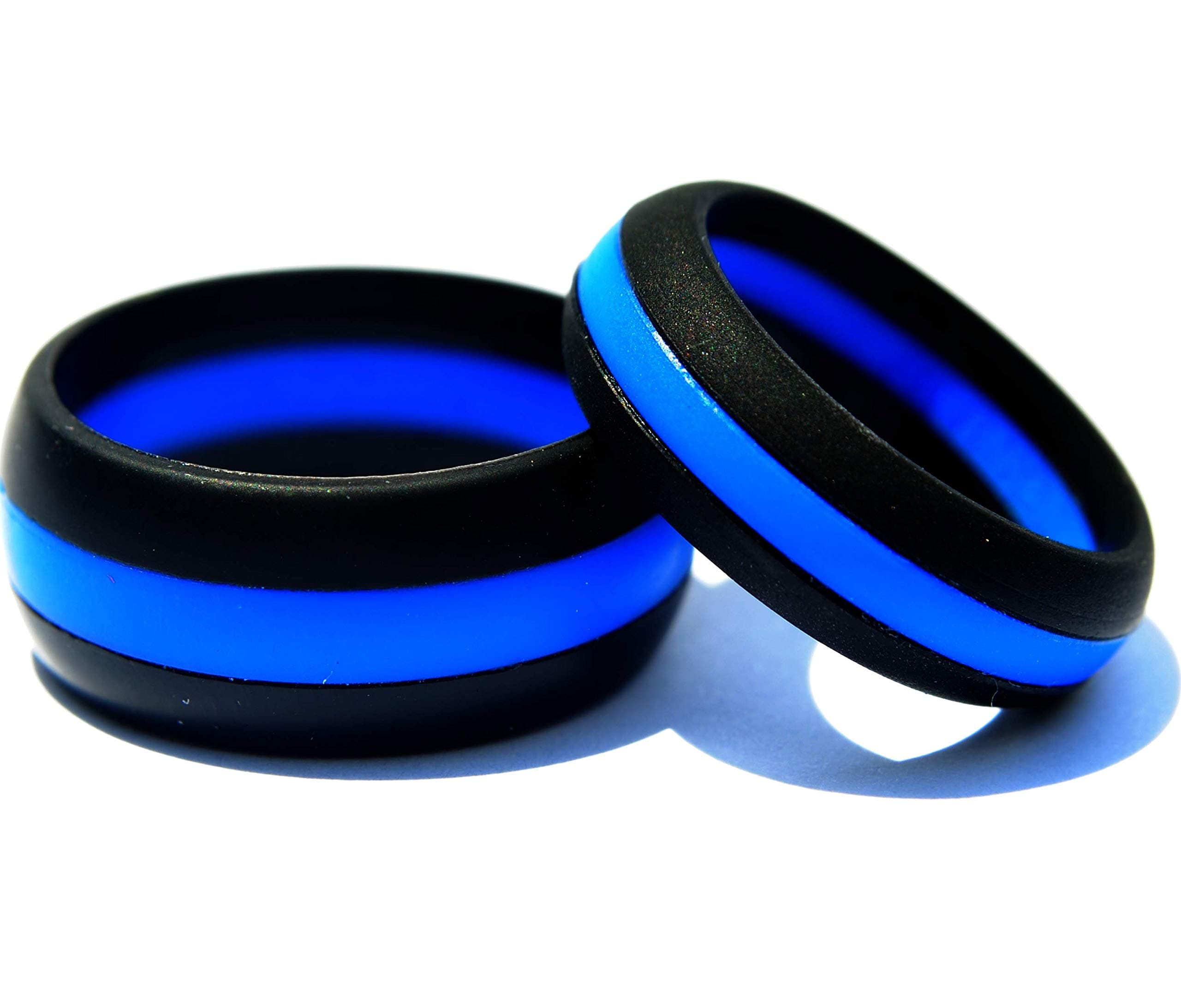 Arthletic Silicone Wedding Ring His & Hers Set - 2 Pack Thin Blue Line Rubber Wedding Band Set - (Blue Line, Red Line, Camo)