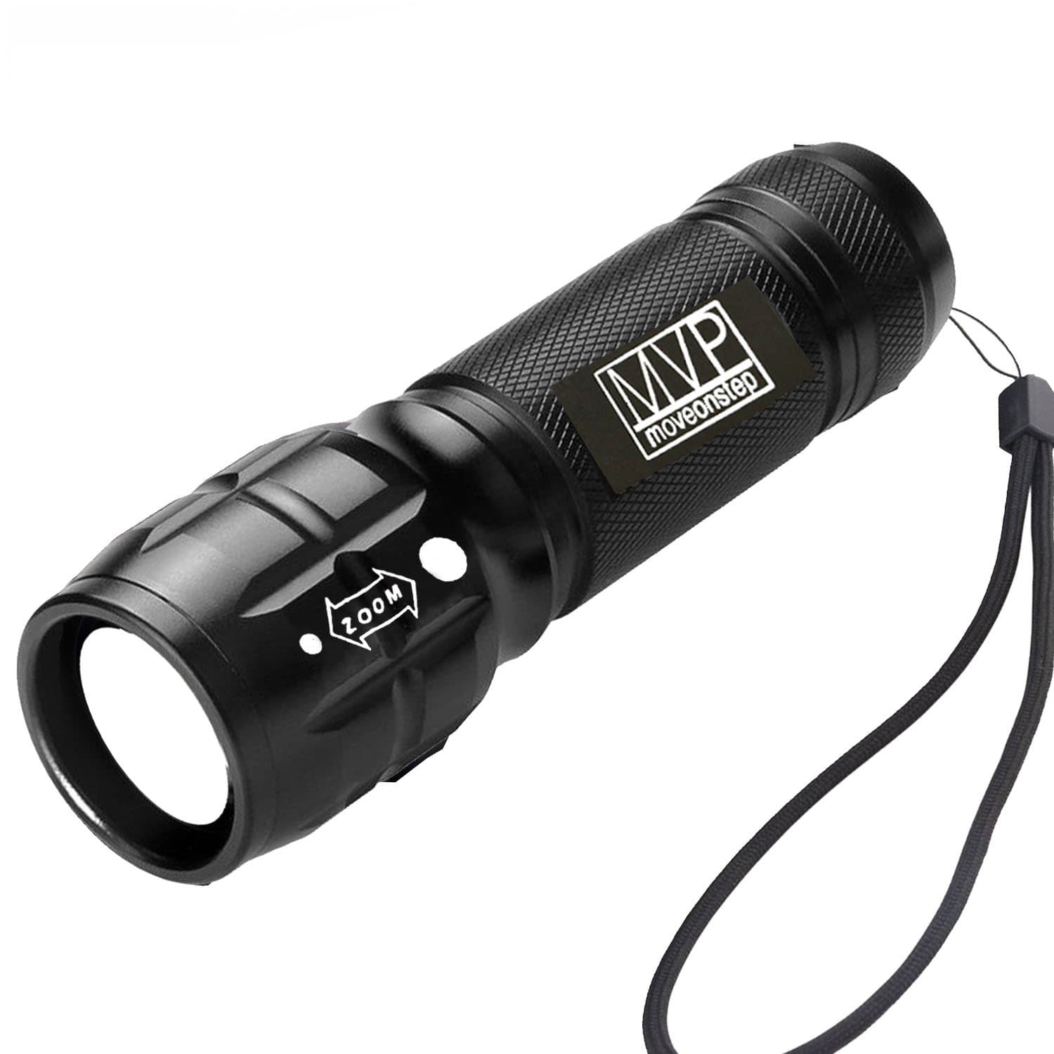 MOVEONSTEP Adjustable Flashlight Zoomable Torch Waterproof Portable LED Flashlight for Indoor and Outdoor-Black