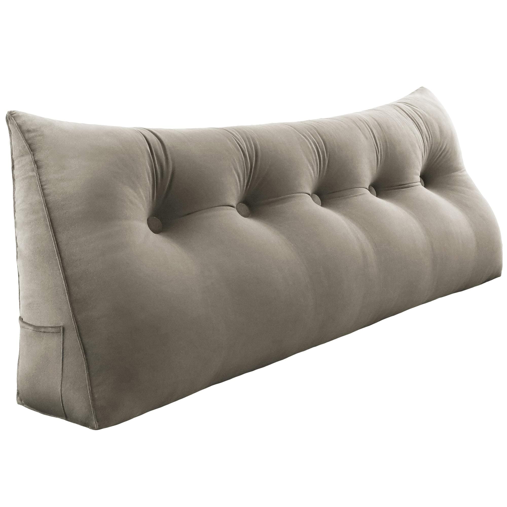 WOWMAX Large Bolster Triangular Headboard Backrest Positioning Support Reading Wedge Pillow for for Day Bed Bunk Bed Removable Cover 59 Inches Velvet Light Brown