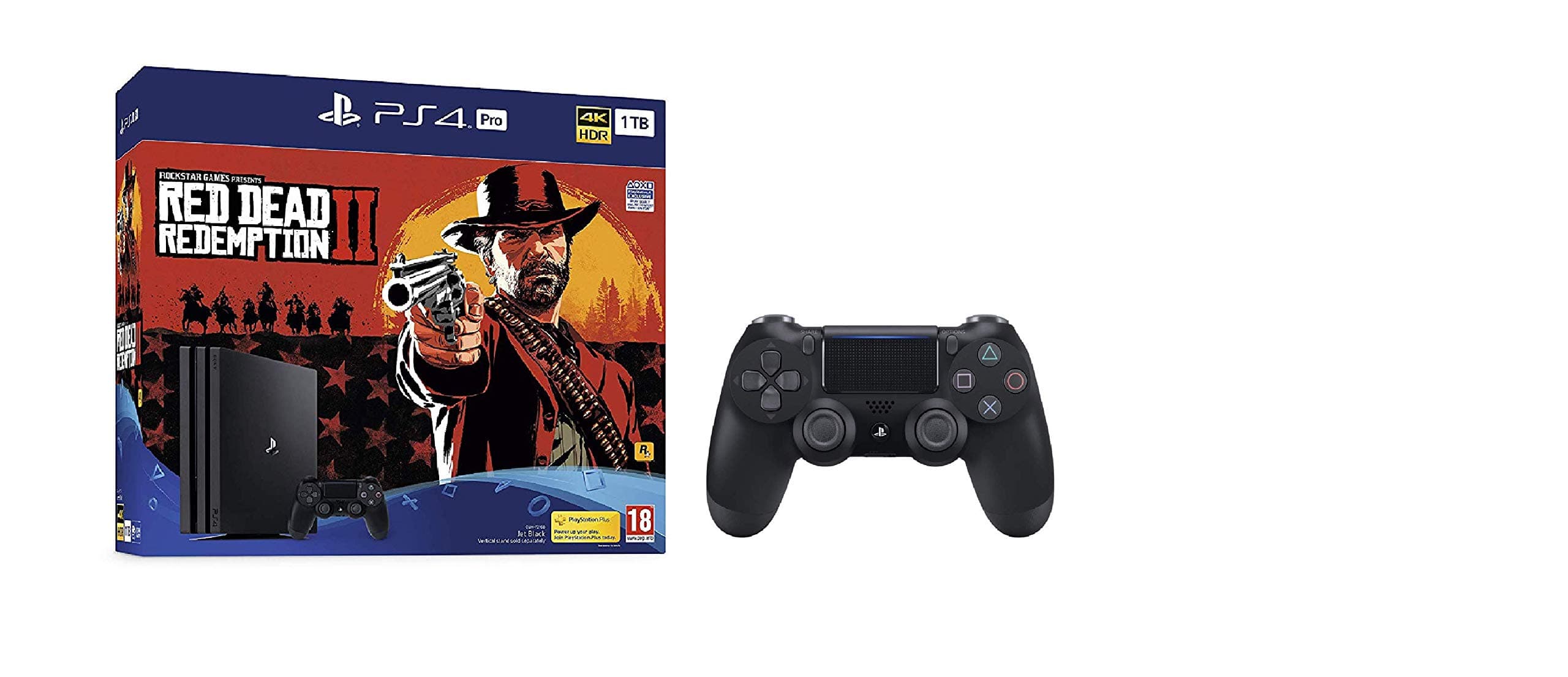 PS4 Pro 1TB Red Dead Redemption 2 Bundle + Extra DS4 (Black)