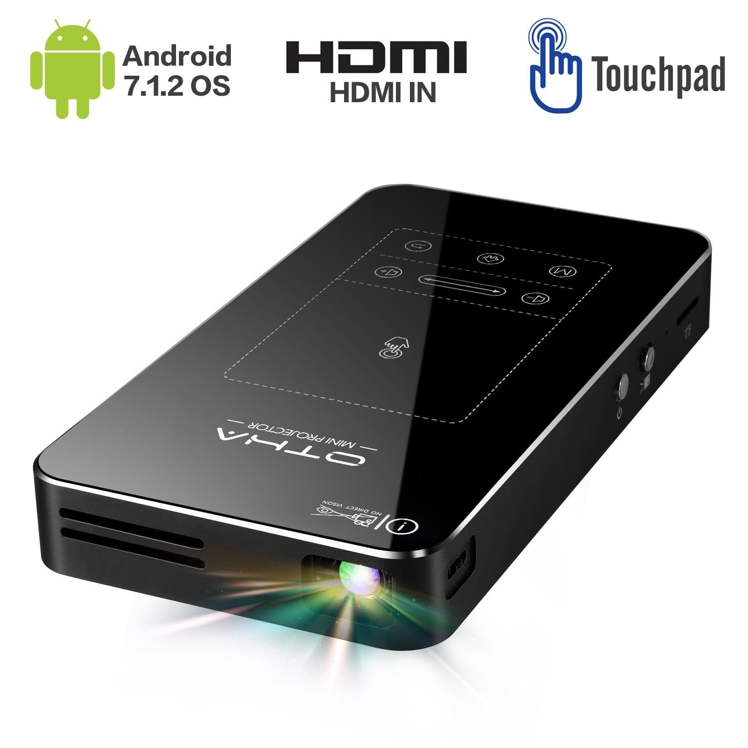 Mini Projector for Phone ,OTHA Mini Android Projector ,Smart Projector with Touchpad 360°Image Flip Support 1080P HD , HDMI IN- 120" Display -Automatic Keystone Correction