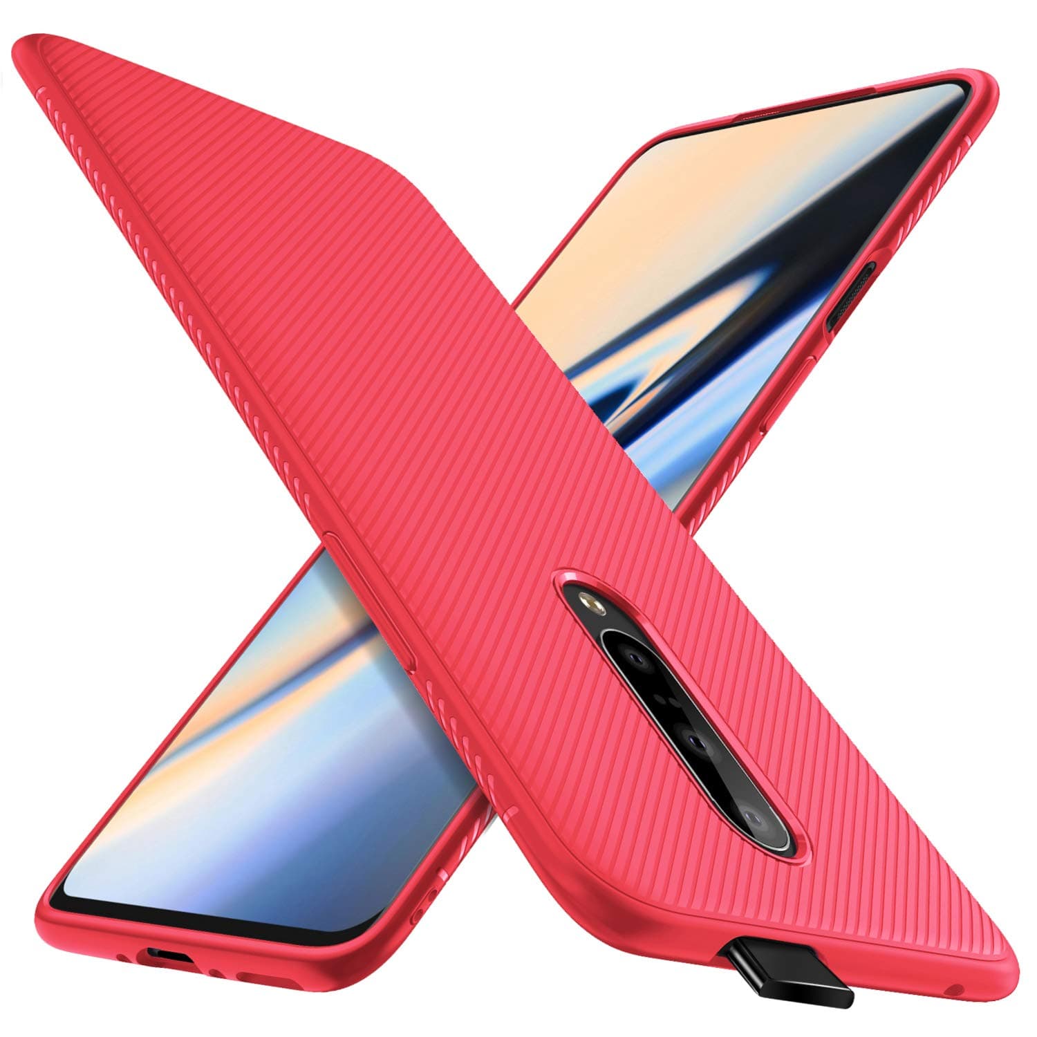 OnePlus 7 Pro Case, KuGi OnePlus 7 Pro Case, JS Scratch Resistant & Anti Slip Grippy Soft TPU Case for OnePlus 7 Pro Smartphone (Red)