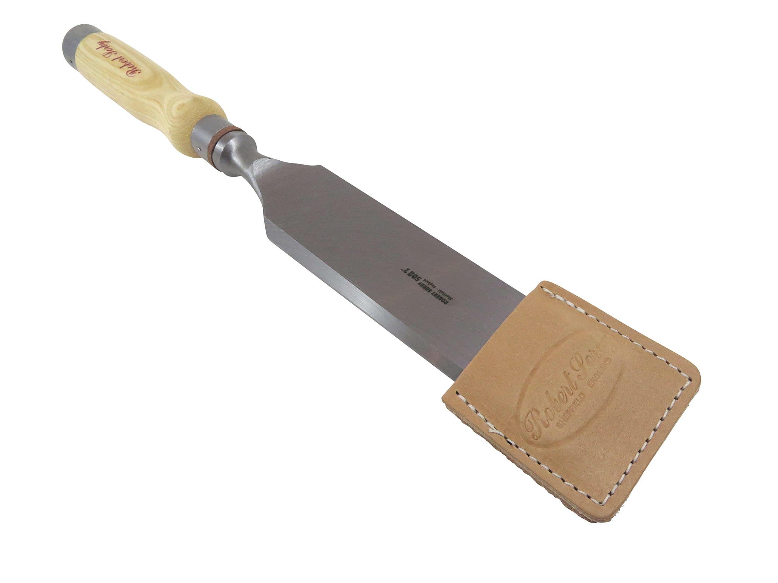 Bundle Robert Sorby 286/285EG50 2 Inch Timber Framing Chisel with Beveled Edges and Leather Edge Guard 15-1/2 Inches Overall Length