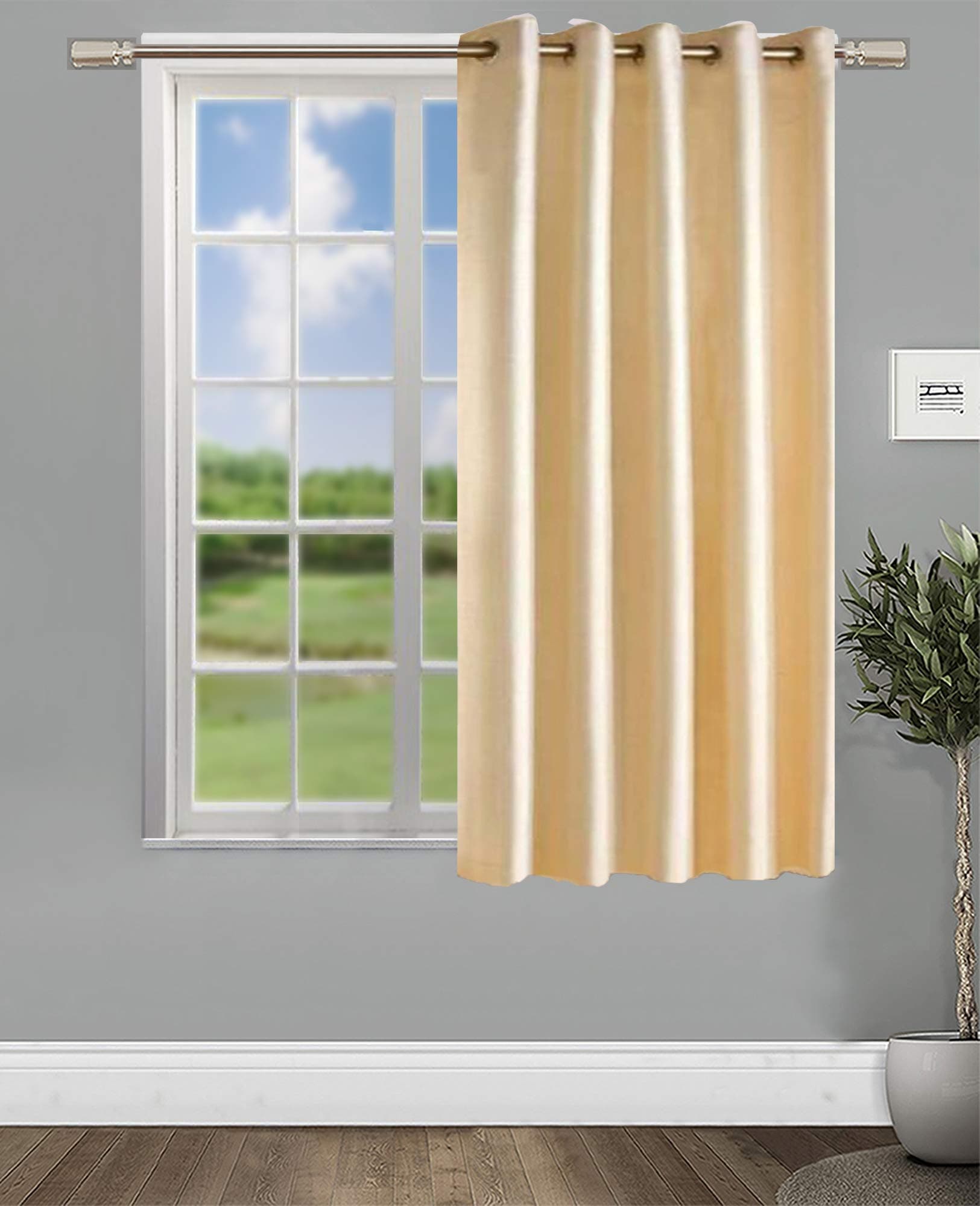 Home Candy Viva Elegant Solid Eyelet Polyester Window Curtain - 5ft, Cream