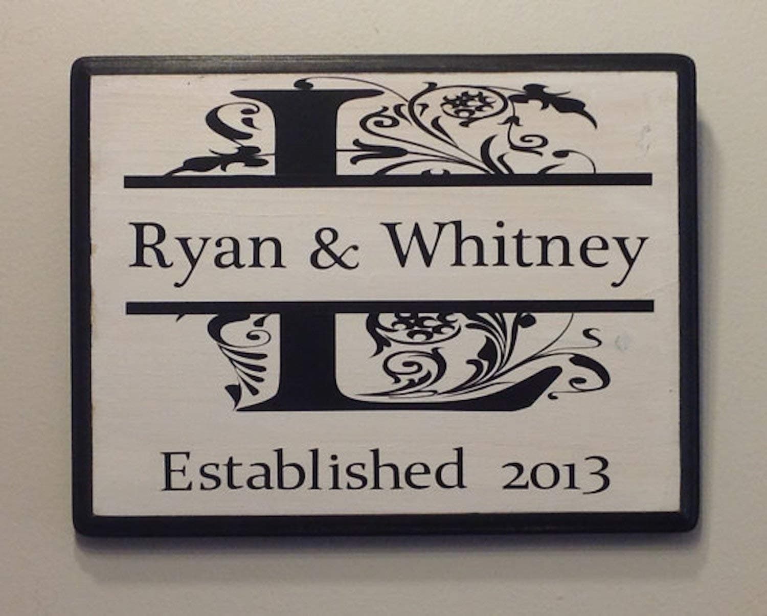 8x11 Initial Monogram Wall Decor with Established Date. Wedding Gift. Laser Engraved Gift. Couple's Gift.