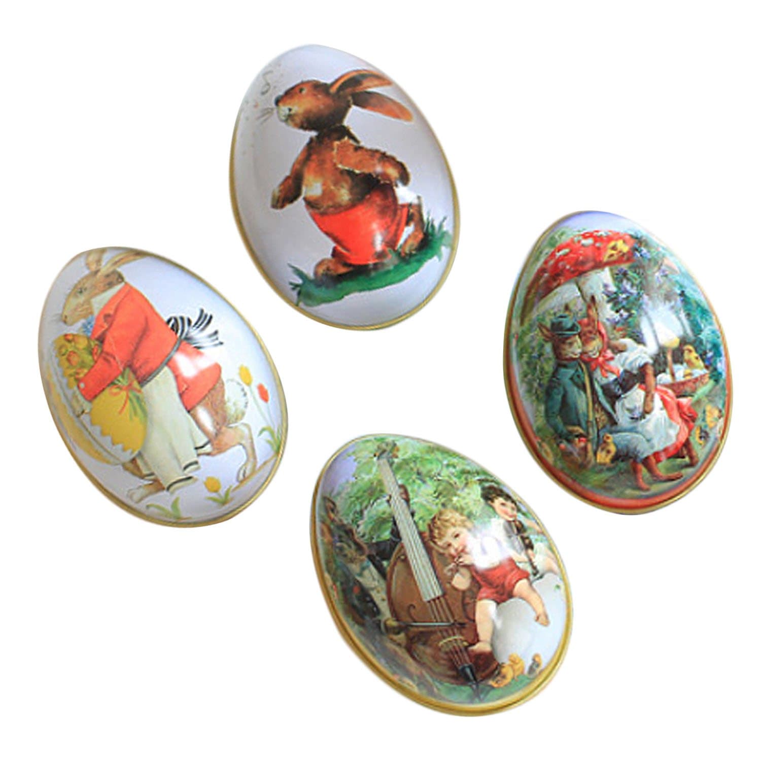4 PCS Patterned Easter Egg Shaped Candy Packaging Box Can For Filling With Easter Hunt Gifts And Chocolate Random Style
