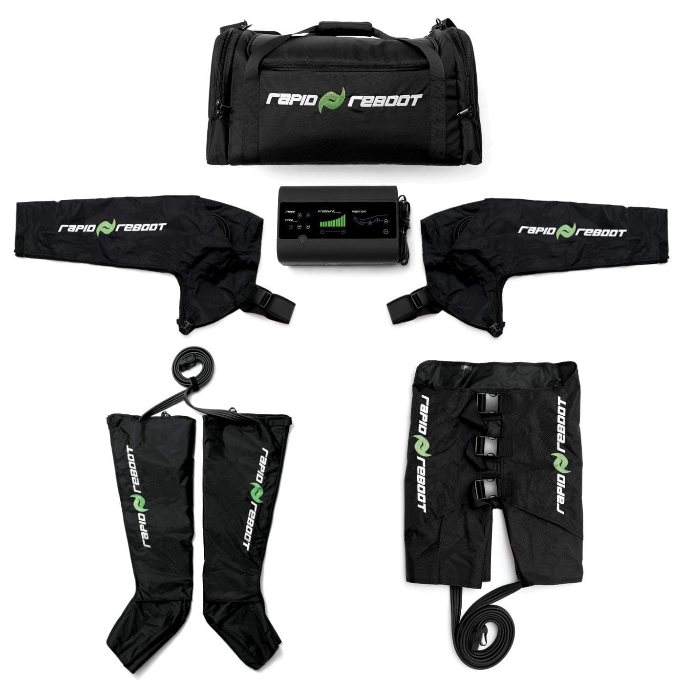Rapid Reboot Complete Package: Compression Boot, Arm, Hip, Pump, Duffel. Sequential air Compression Therapy for Improved Circulation and Workout Recovery for Athletes
