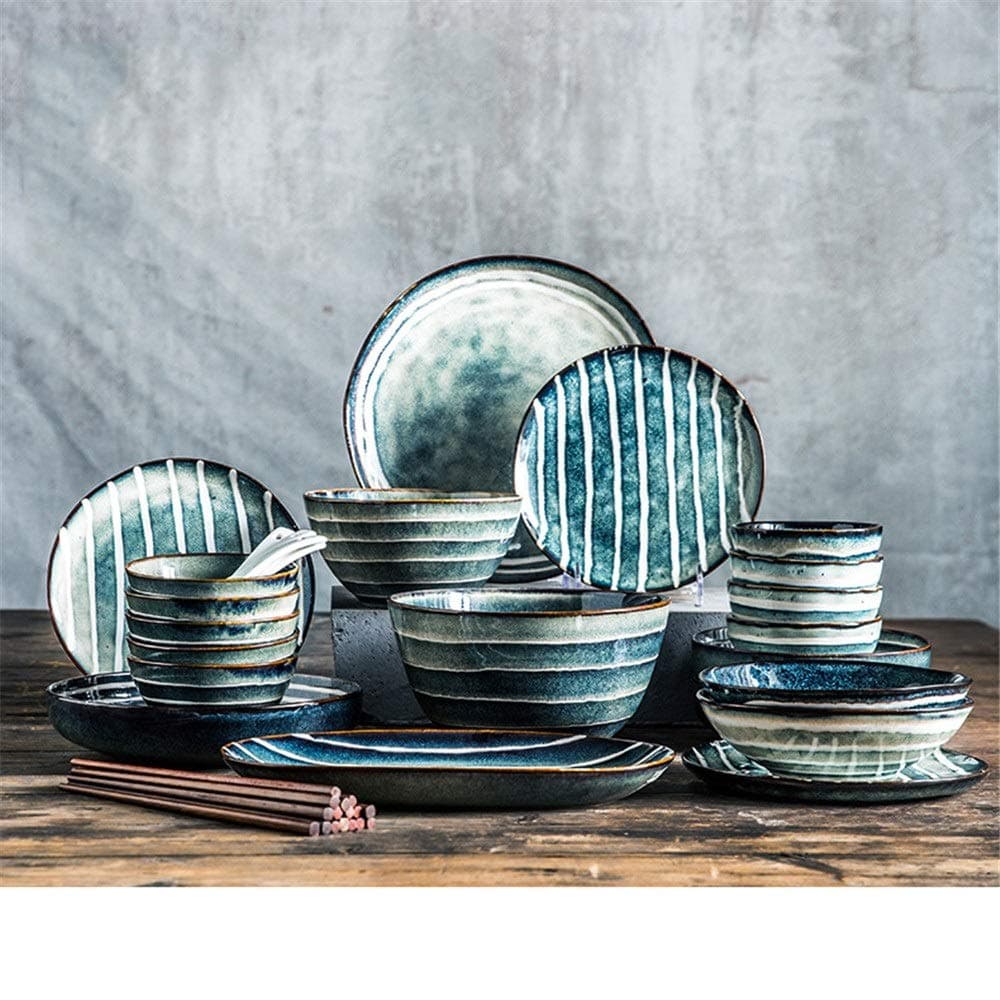 CaoDquan Dinnerware Set Creative Dinner Set Nordic Vintage Ceramic Tableware Combination Set For Daily Use Choice Porcelain Dinner Service Set (Color, Size : 46 PCS)