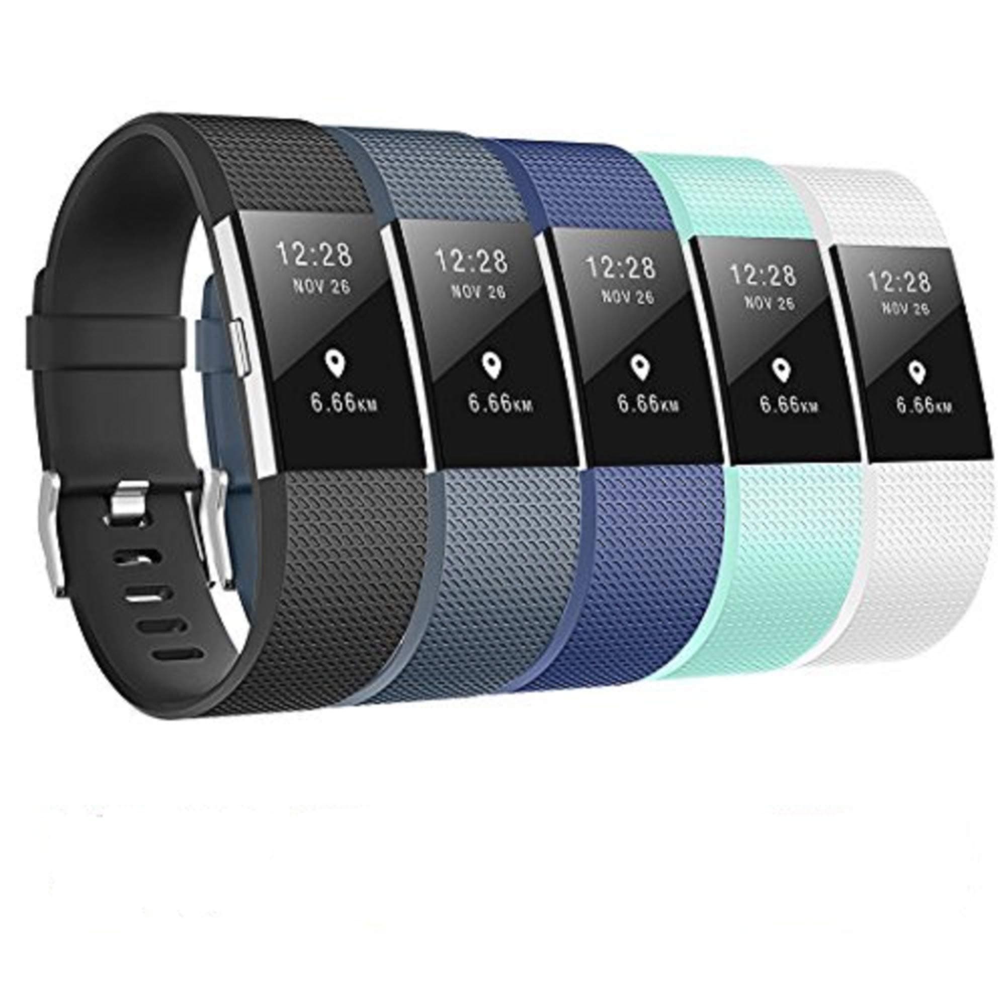 Fundro Strap Compatible with Fitbit Charge 2, Adjustable Replacement Silicone Sport Accessory Wristband for Fitbit Charge 2 Women Men Small Large