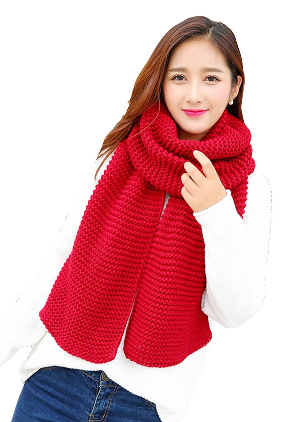 Solid color thick long paragraph warm scarf