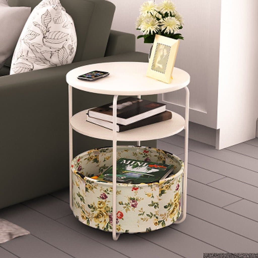 Makeup rack MEILING modern Simple Creative mobile Small coffee table simple Double Round White cloth flowers Mini living room sofa Side a few cabinets Corner a few Side table