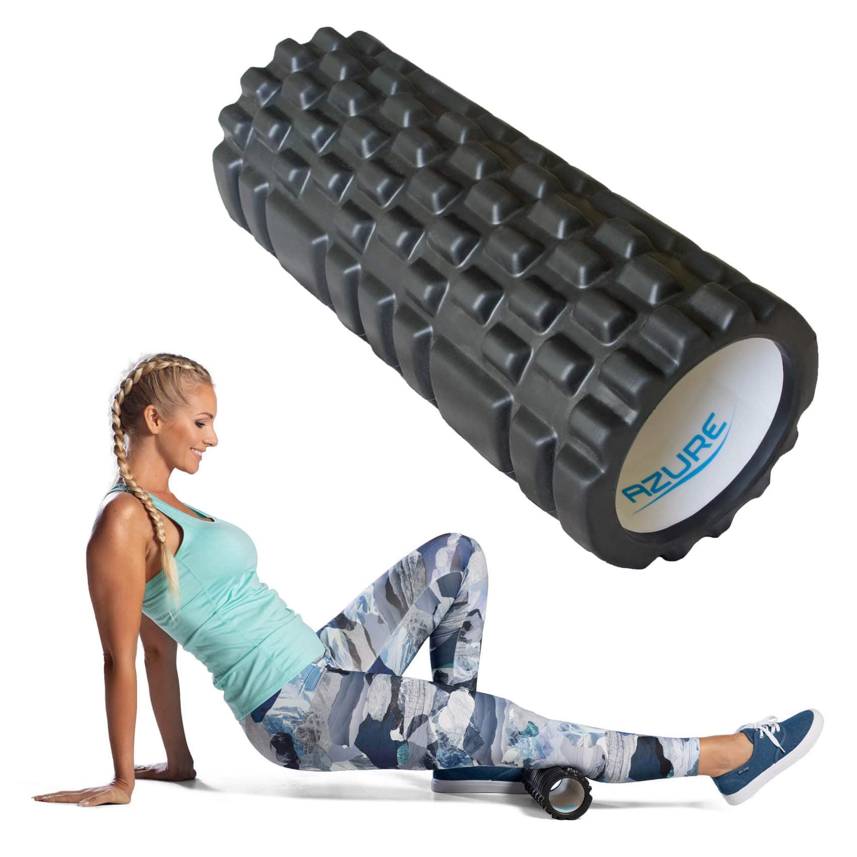 Azure Deep Tissue Foam Roller Grid for Trigger Point Therapy, Muscle Massage Physic, Myofascial Release