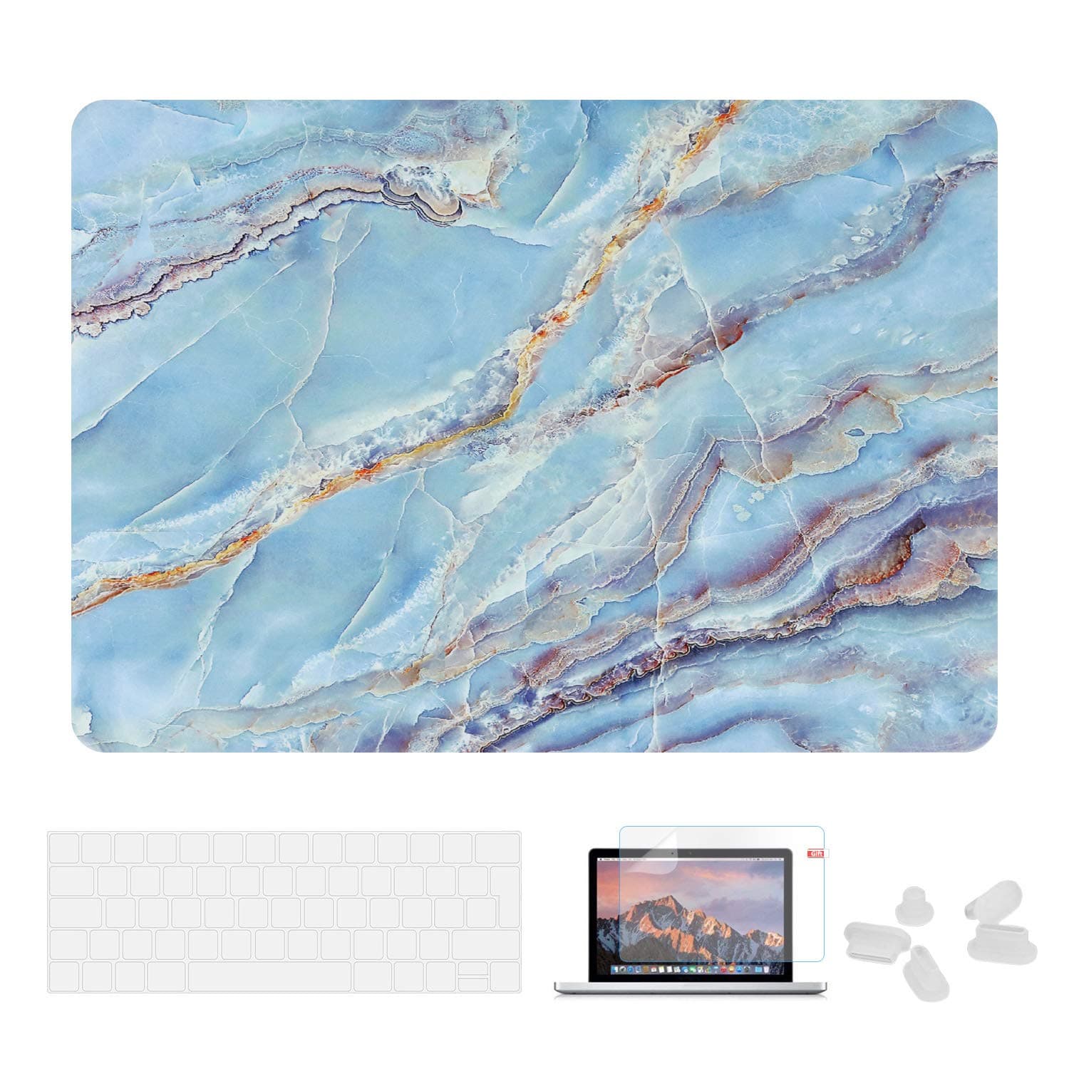 MacBook Pro 15 Inch Case - 2018 2017 2016 Released A1990/A1707, Laptop Hard Shell Case and Keyboard Cover for Apple MacBook Pro 15" with Touch Bar and Touch ID Marble 11