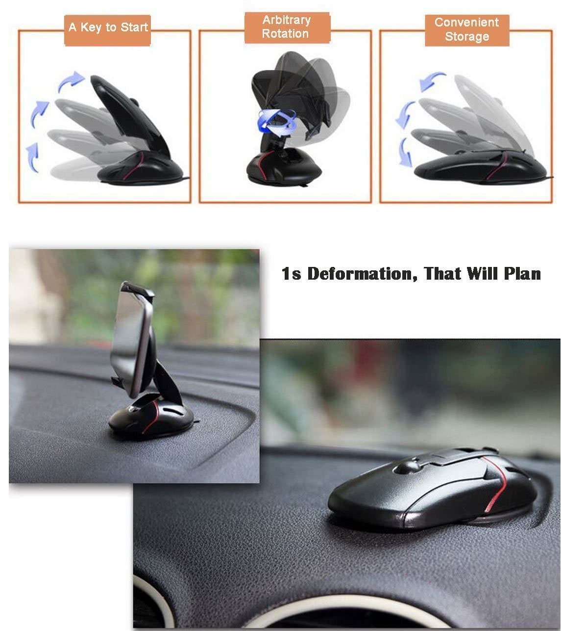 Benjoy Mouse Shape Foldable Multifunctional one-Button Release one Touch Car Phone Holder Mount for Android Smartphone/iPhone for Mahindra XUV 500
