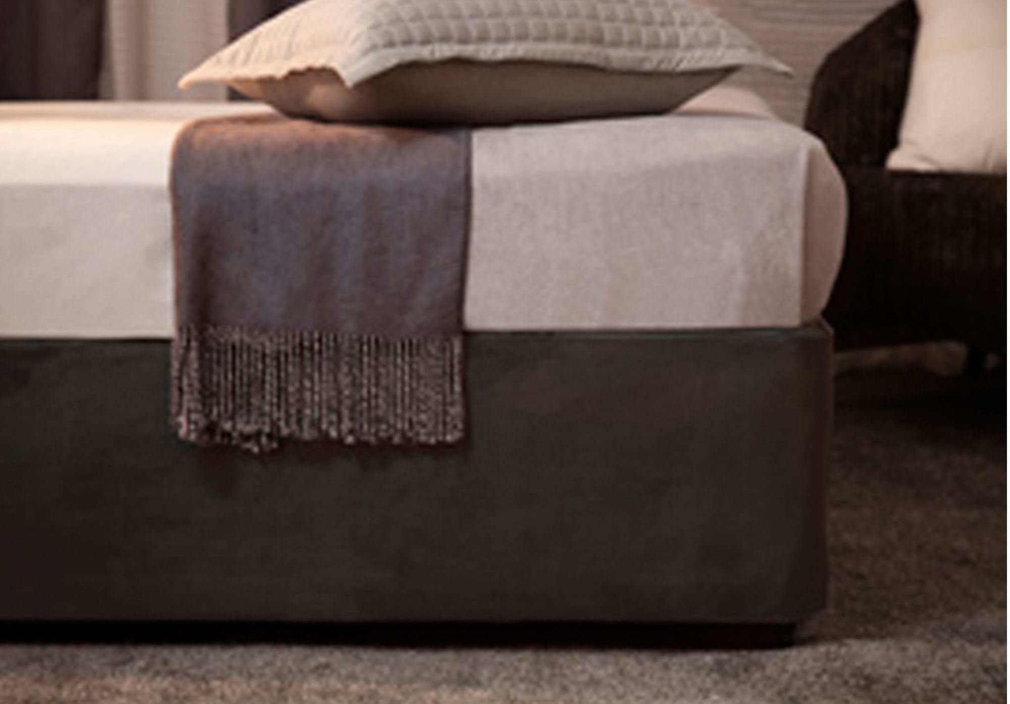 Divan Bed Base Wrap Valance Sheet - Transforms a drab looking bed base Faux Suede (Black, Double)