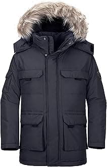 Wantdo Men's Thicken Winter Coat Insulated Warm Parka Padded Puffer Jacket with Detachable Hood