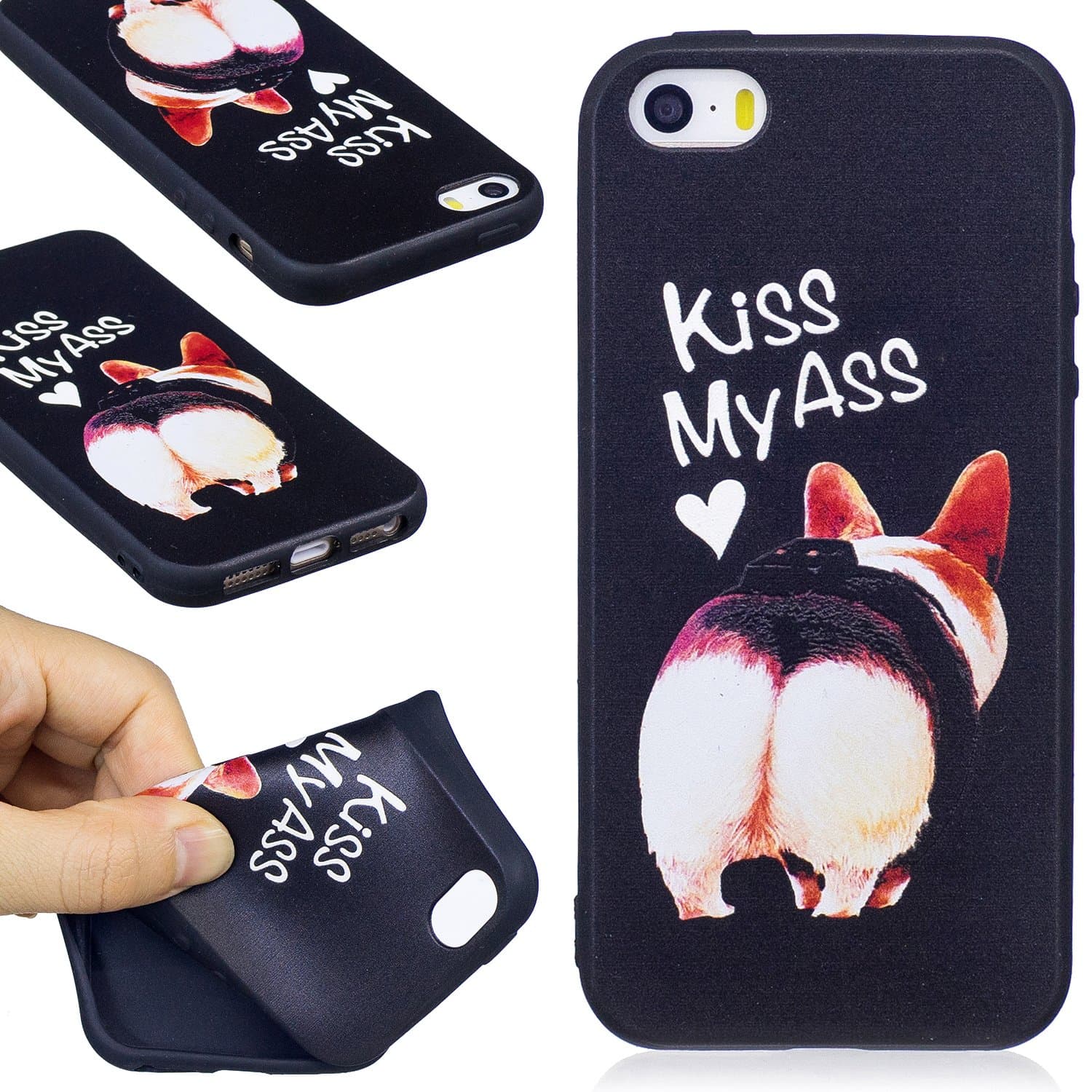 iPhone SE Case, iPhone 5/5S Case, FIREFISH Soft TPU Gel [Slim Fit] [Shock Absorption] Snap On Embossed Printing Silicone Bumper Rubber Skin Cover for Apple iPhone 5/5S/SE