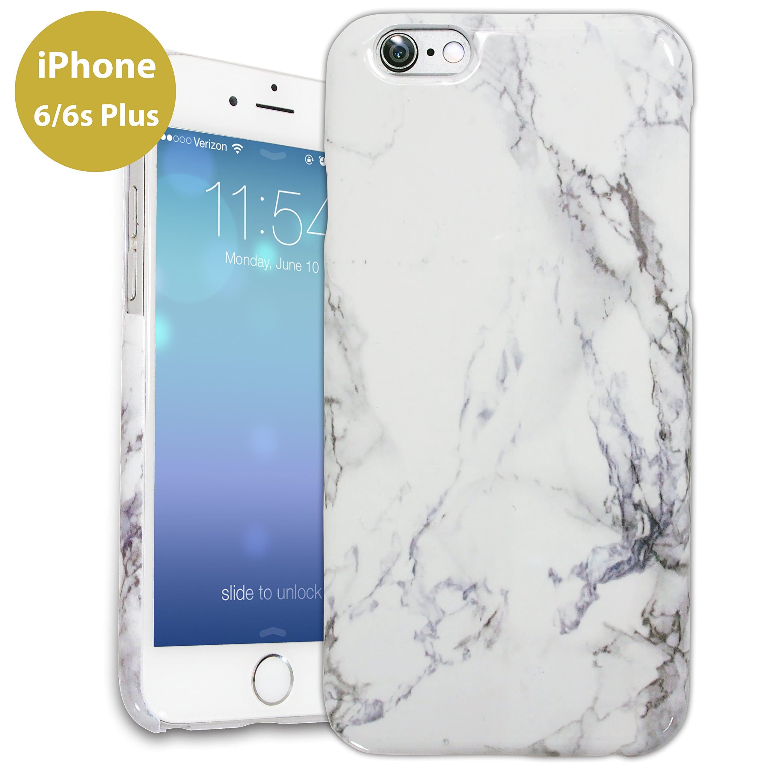 iPhone 6 6s Plus White Marble Pattern Snap-on PC Crystal Case, Novo Glossy Hard Shell Phone Cover w/ Smooth Touch Finish, Best Protection & Most Stylish for Your iPhone 6/6s Plus (5.5 inch Display)
