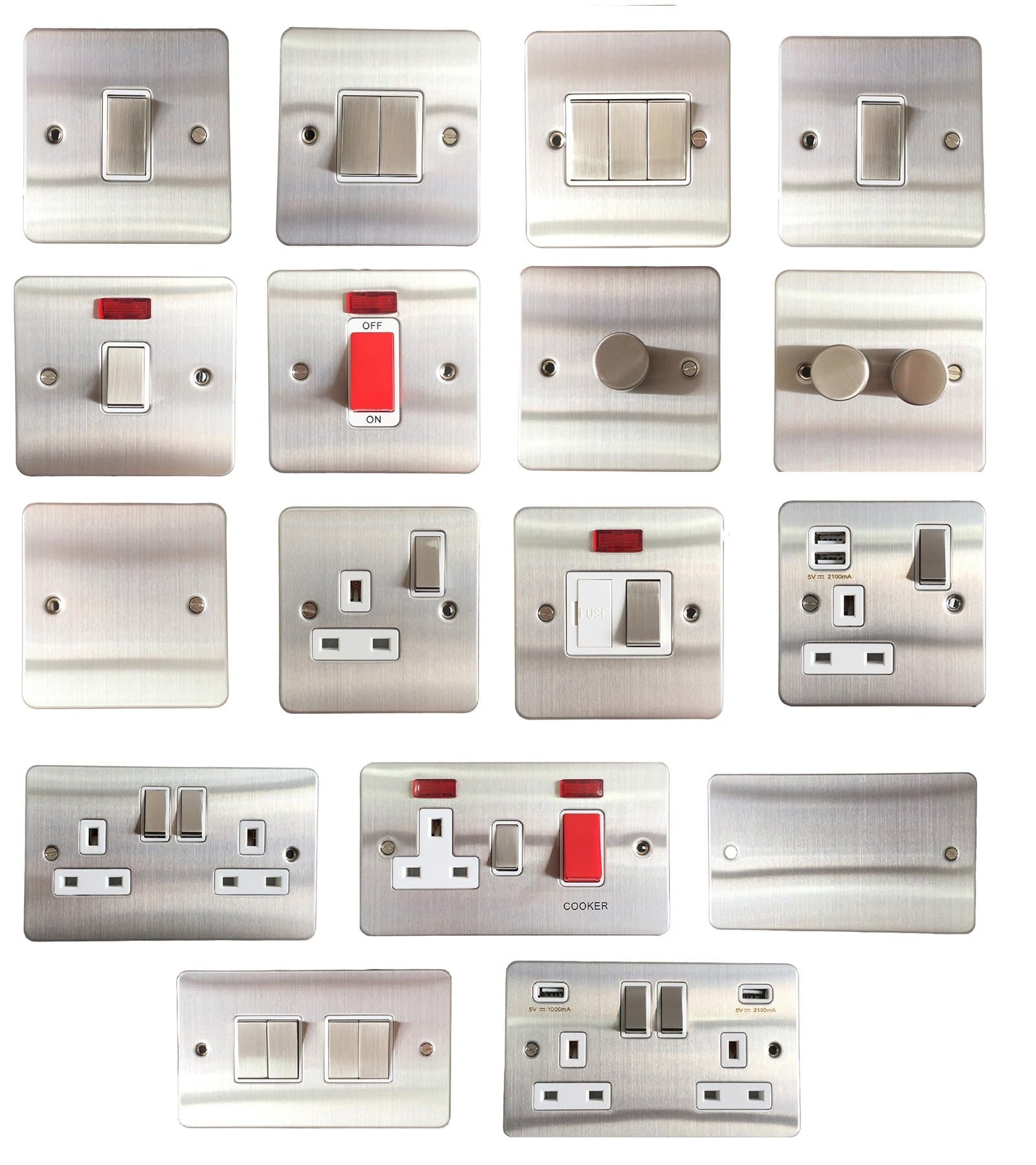 2.1A/3.1A USB Wall Socket Double Pole 1/2 Gang Power Outlets 13A Charging Ports (C776DMF 13A 2 Gang 3.1A USB)