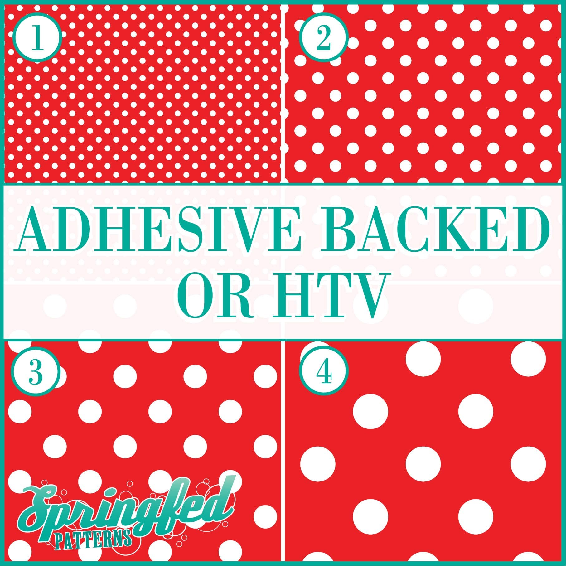 Red & White POLKA DOTS PATTERN #1 Basic Colors Heat Transfer or Adhesive Vinyl CHOOSE YOUR MATERIAL and POLKA DOT SIZE!