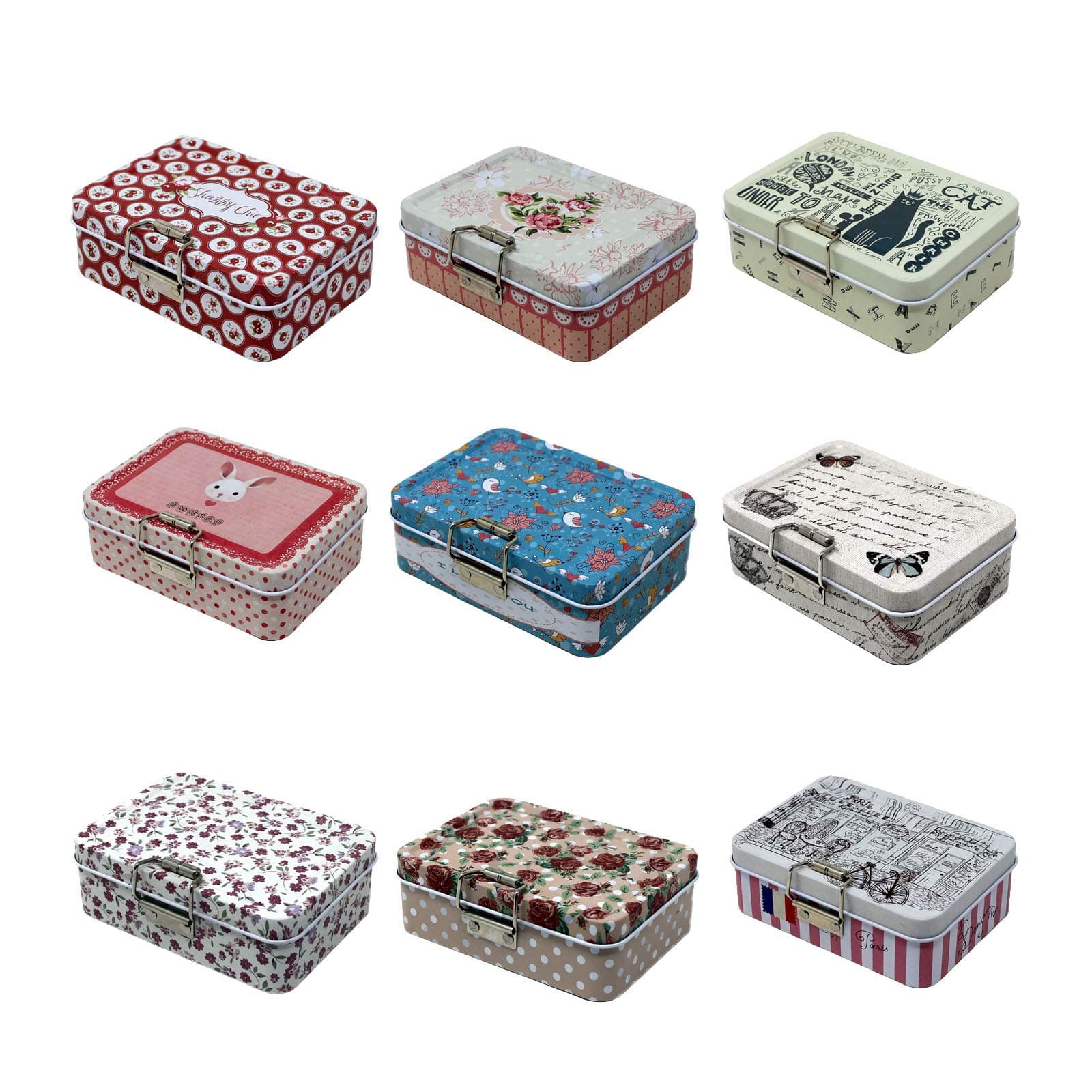 Set of 6 Rectangular Hinged Containers Small Boxes Perfect for Gifting Storing Cookies Chocolates Biscuits Container 5 Inch Long - Multicolor (1BOX400)