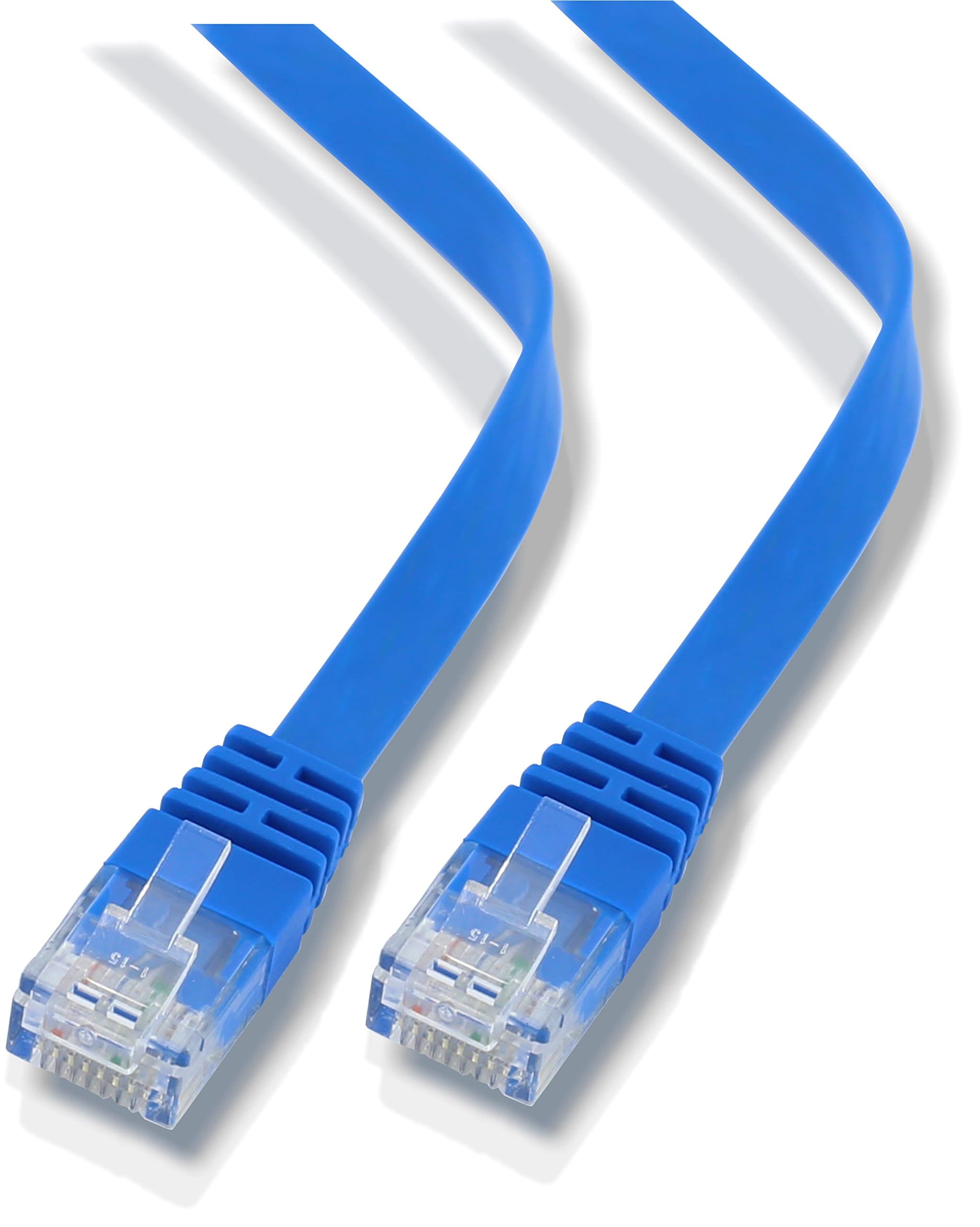 rhinocables Ethernet Flat CAT6 Cable LAN Patch Network Gigabit Thin Internet RJ45 Category 6 Broadband Router Lead Compatible with CAT5 CAT5e for Gaming, Office, Home, PC, Smart TV (40m, Blue)